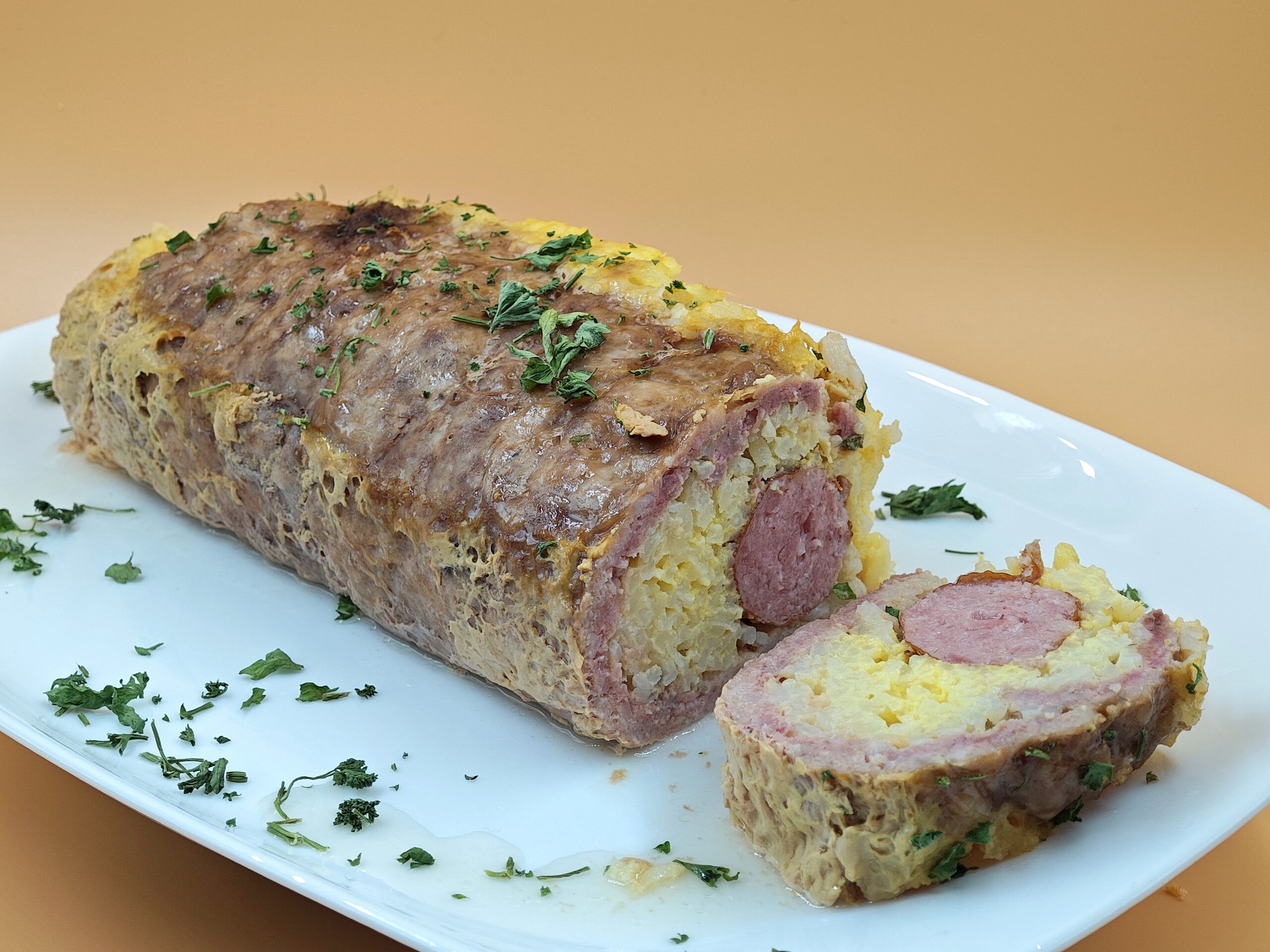 Rouleau de saucisse et riz