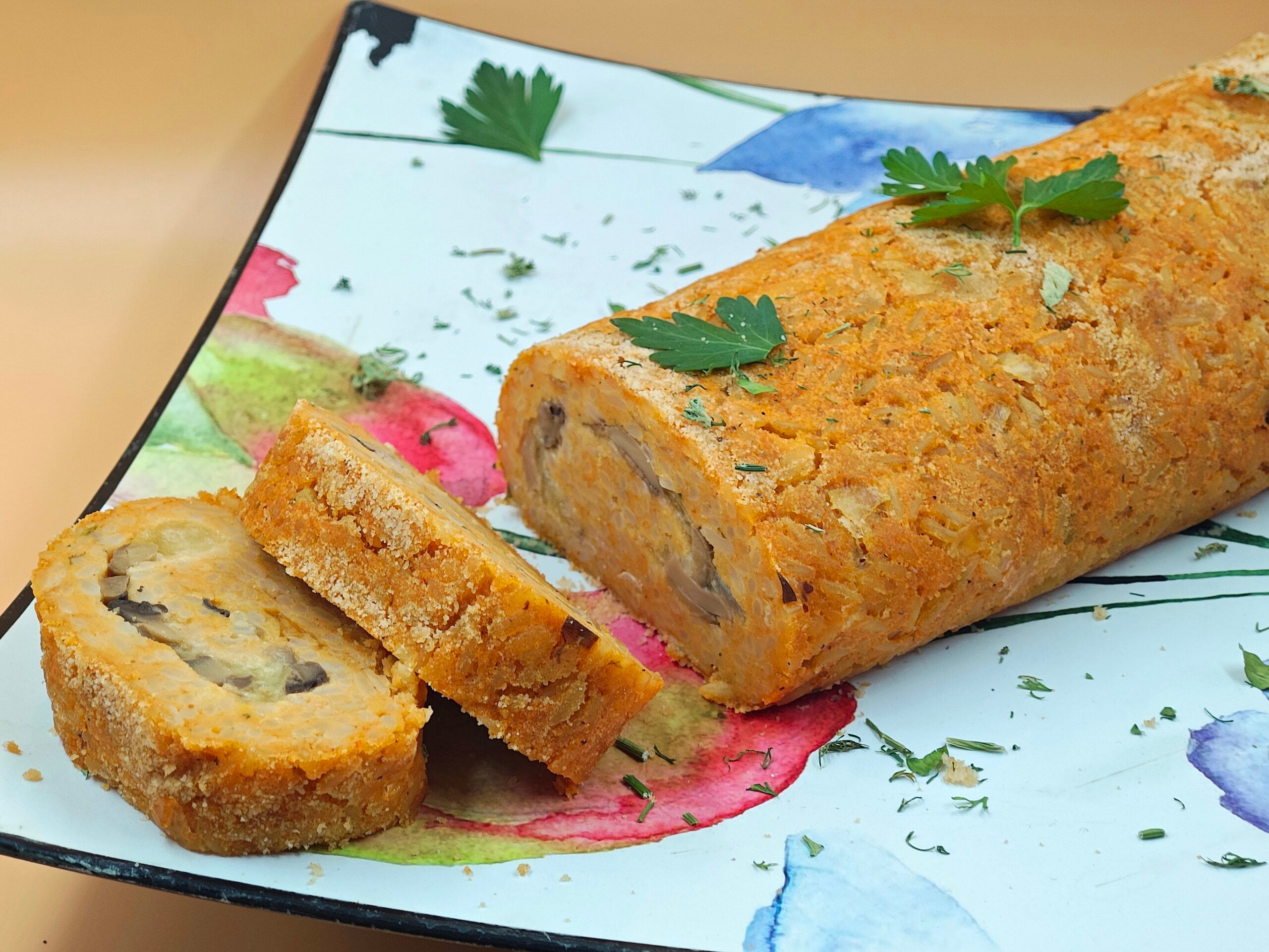 Rouleau de riz avec scamorza et champignons