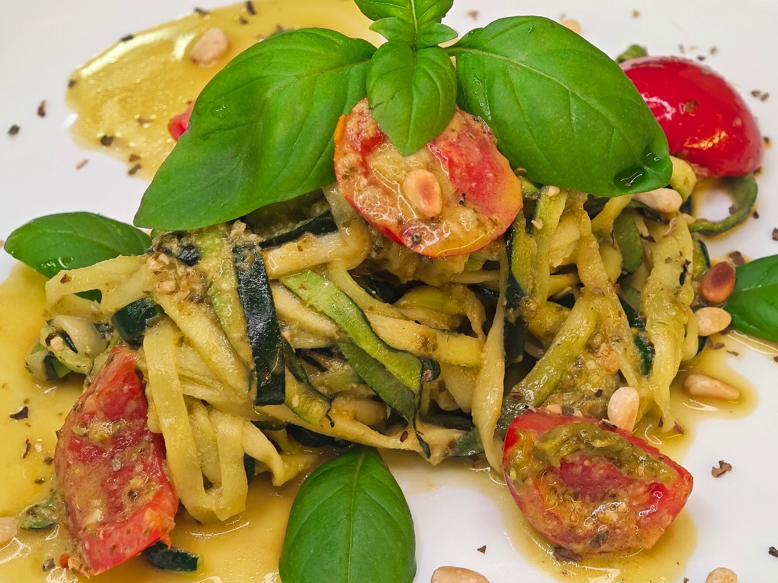 Spaghetti de courgettes au pesto📃recette d’été