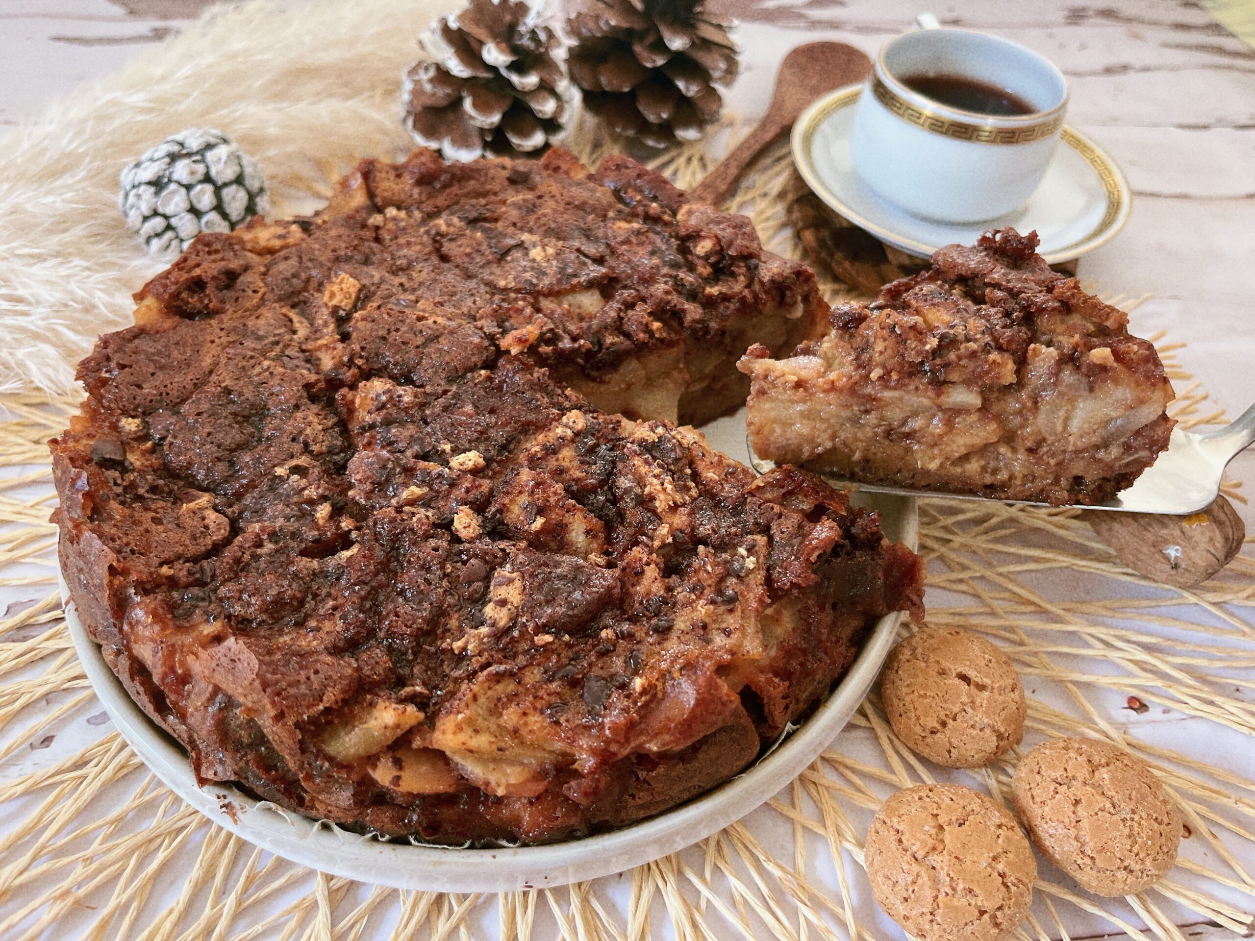 Gâteau pudding poires et chocolat