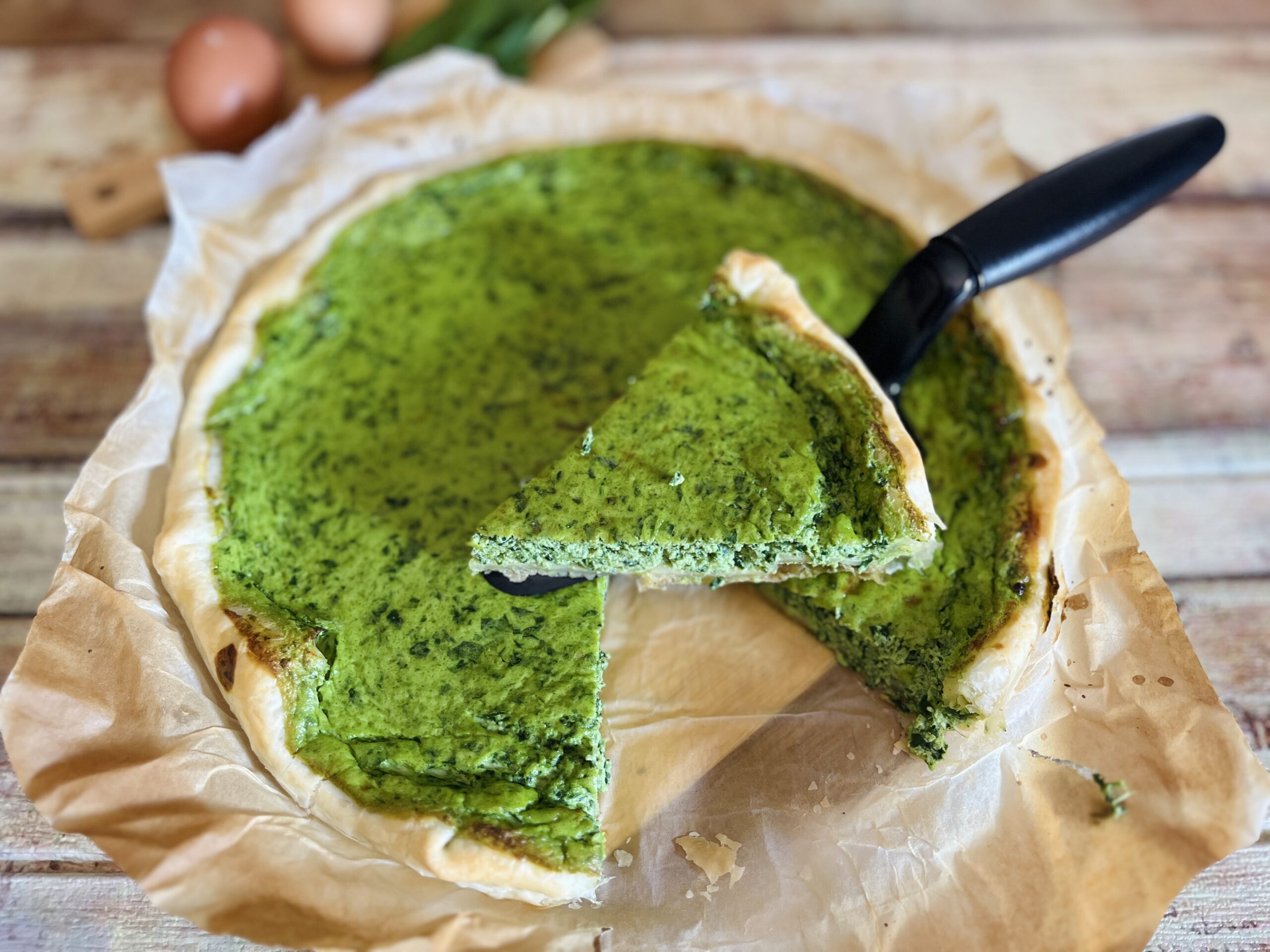 Tarte salée aux épinards mixés