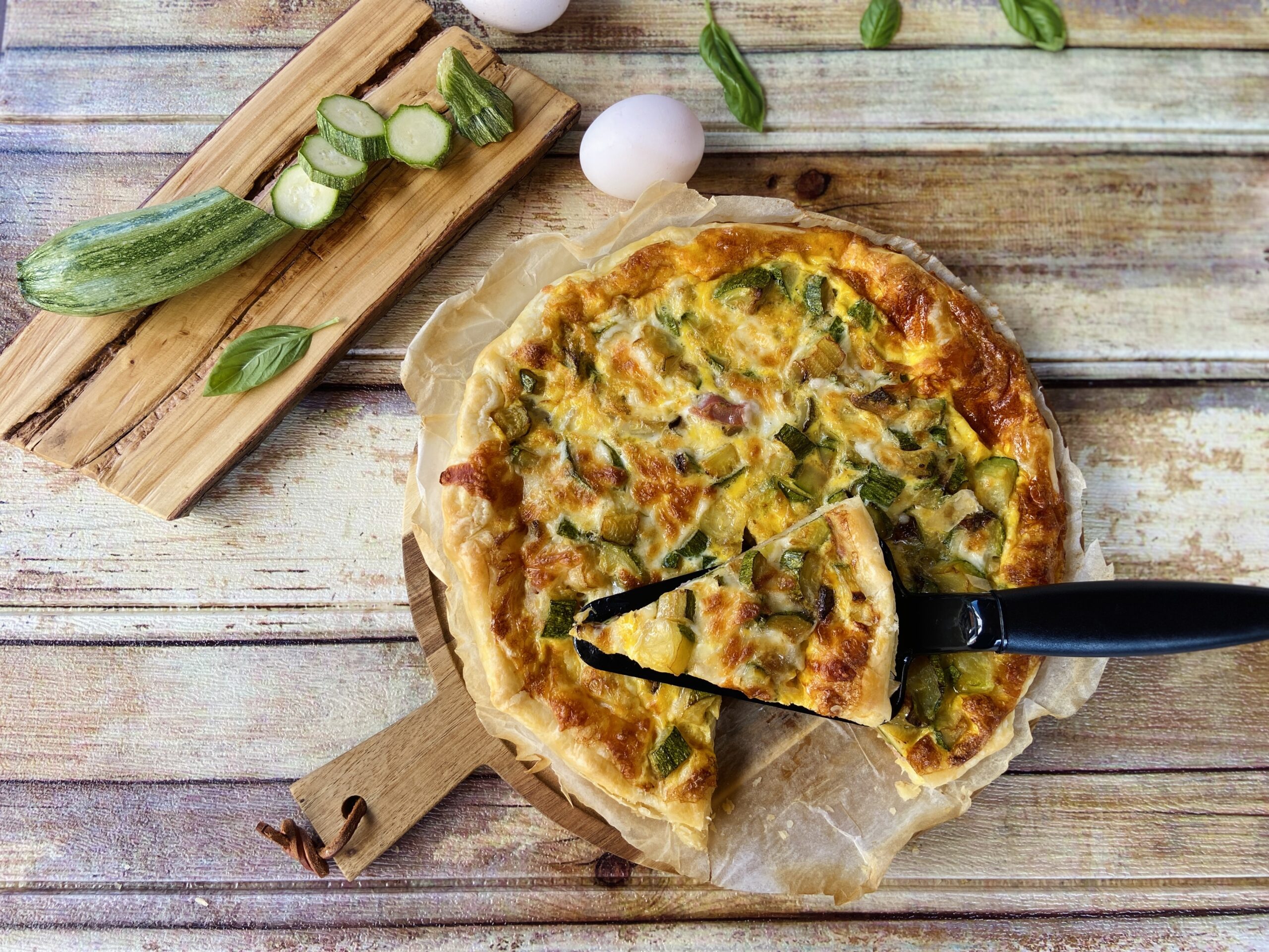 Tarte salée aux courgettes et bacon