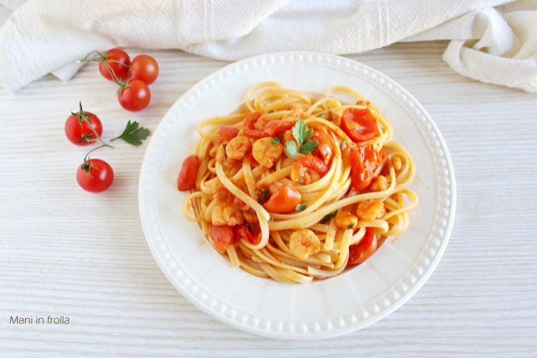 Pâtes aux Crevettes et Tomates Cerises