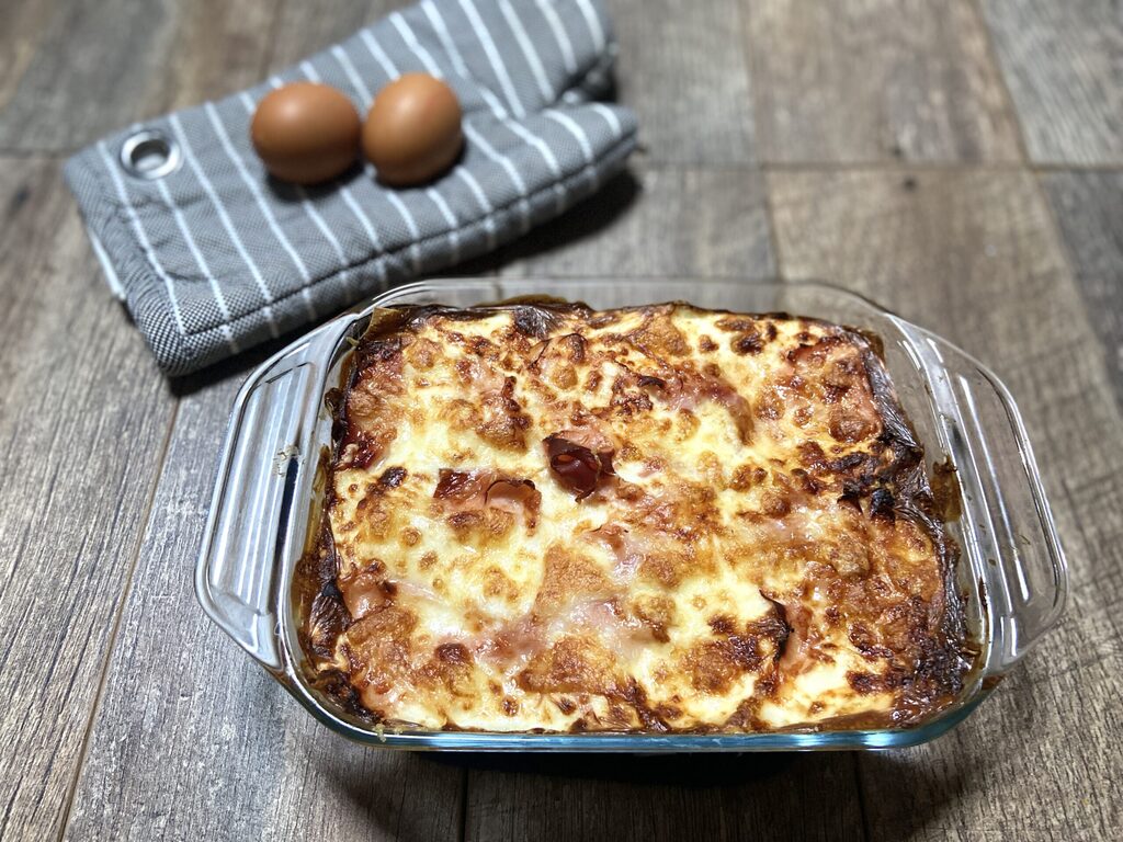 Lasagnes aux œufs et jambon