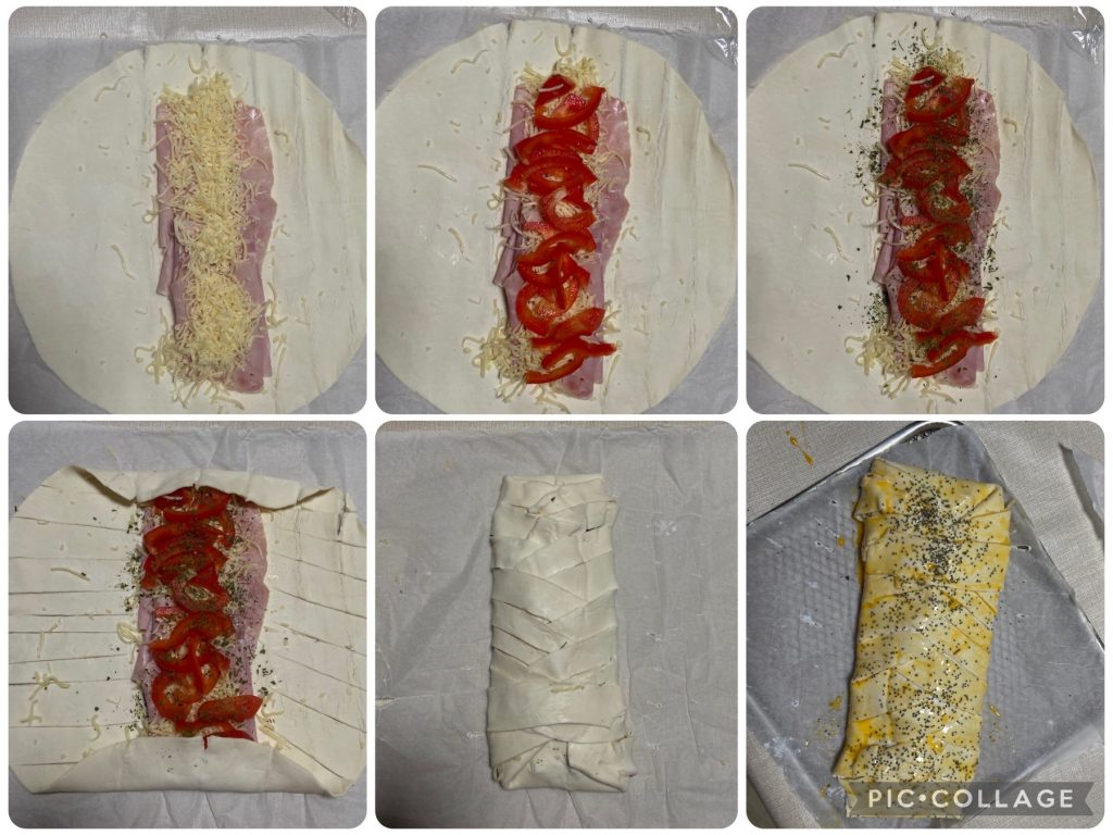 Préparation strudel salé aux poivrons