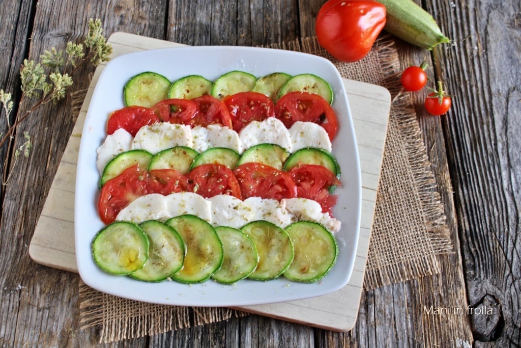 Carpaccio de Courgettes avec Tomates et Mozzarella