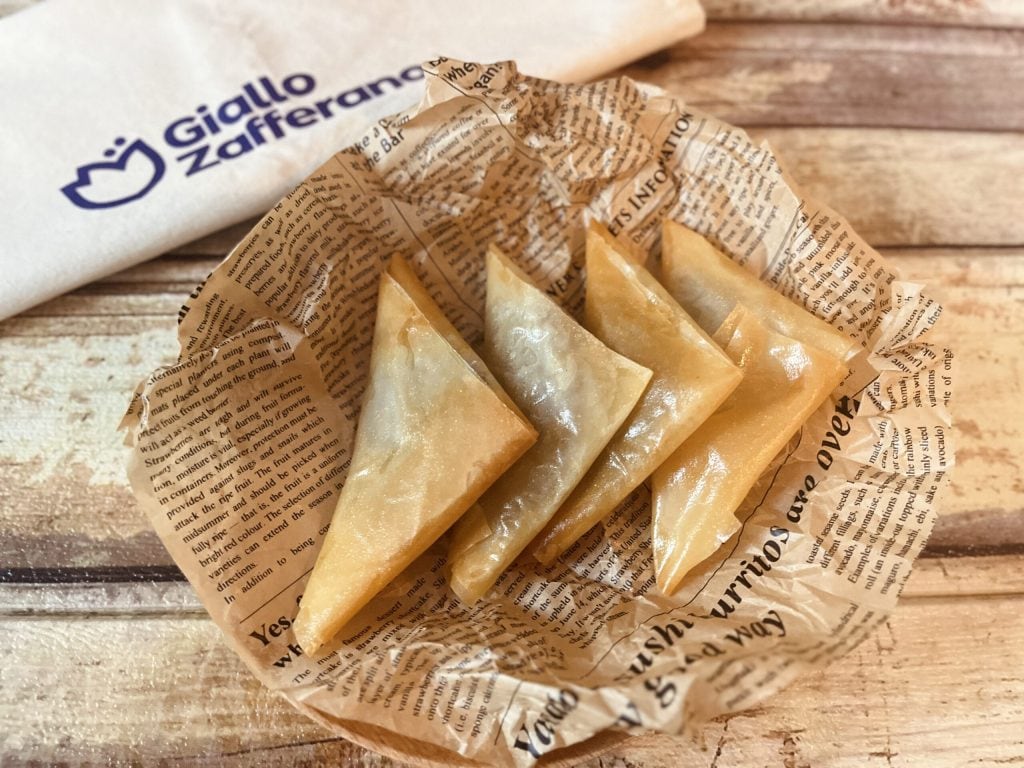 Triangles de pâte filo avec ricotta et Nutella