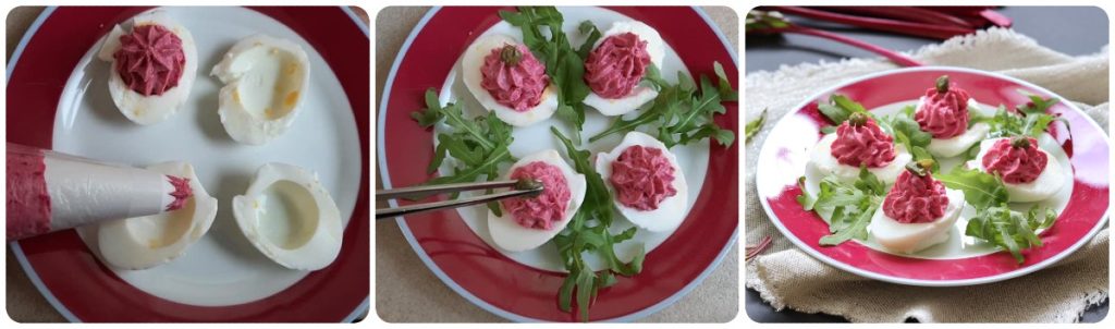 Œufs farcis au thon et betterave
