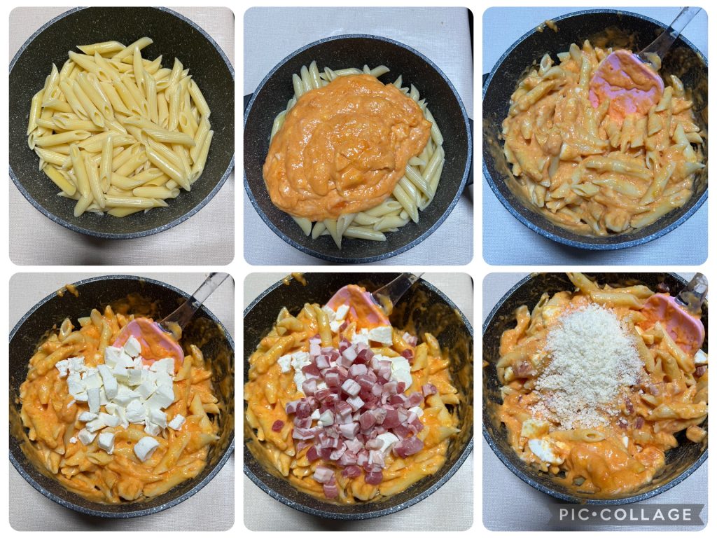 pâtes au four avec potiron et lardons doux