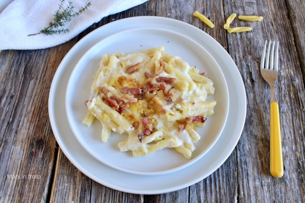 Pâtes Speck Scamorza et Pommes de Terre