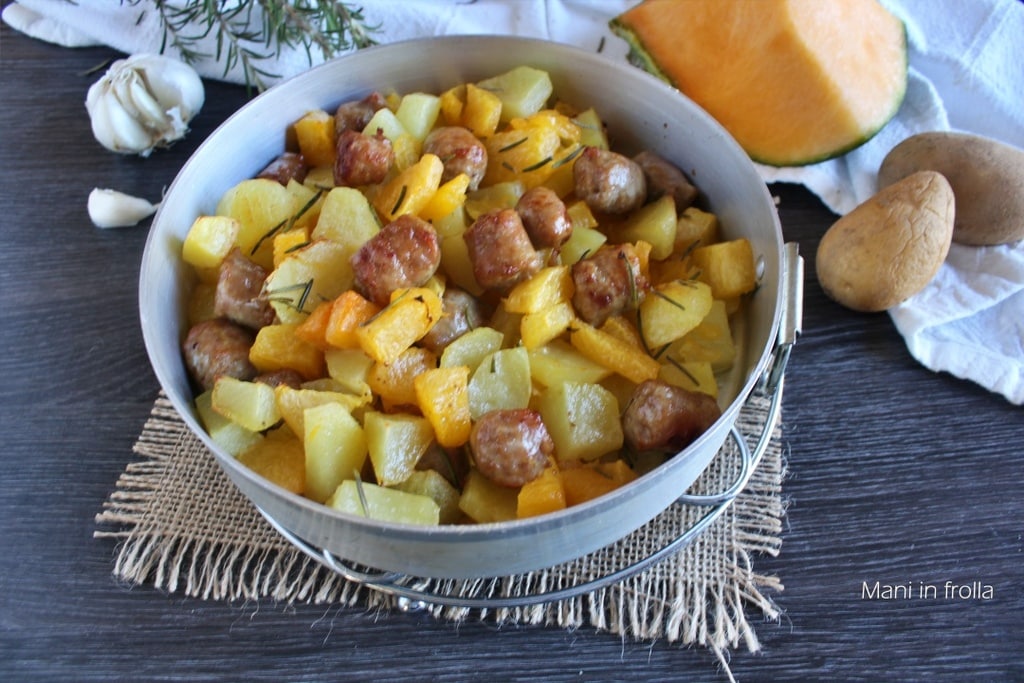 Courge avec Pommes de Terre et Saucisse au four
