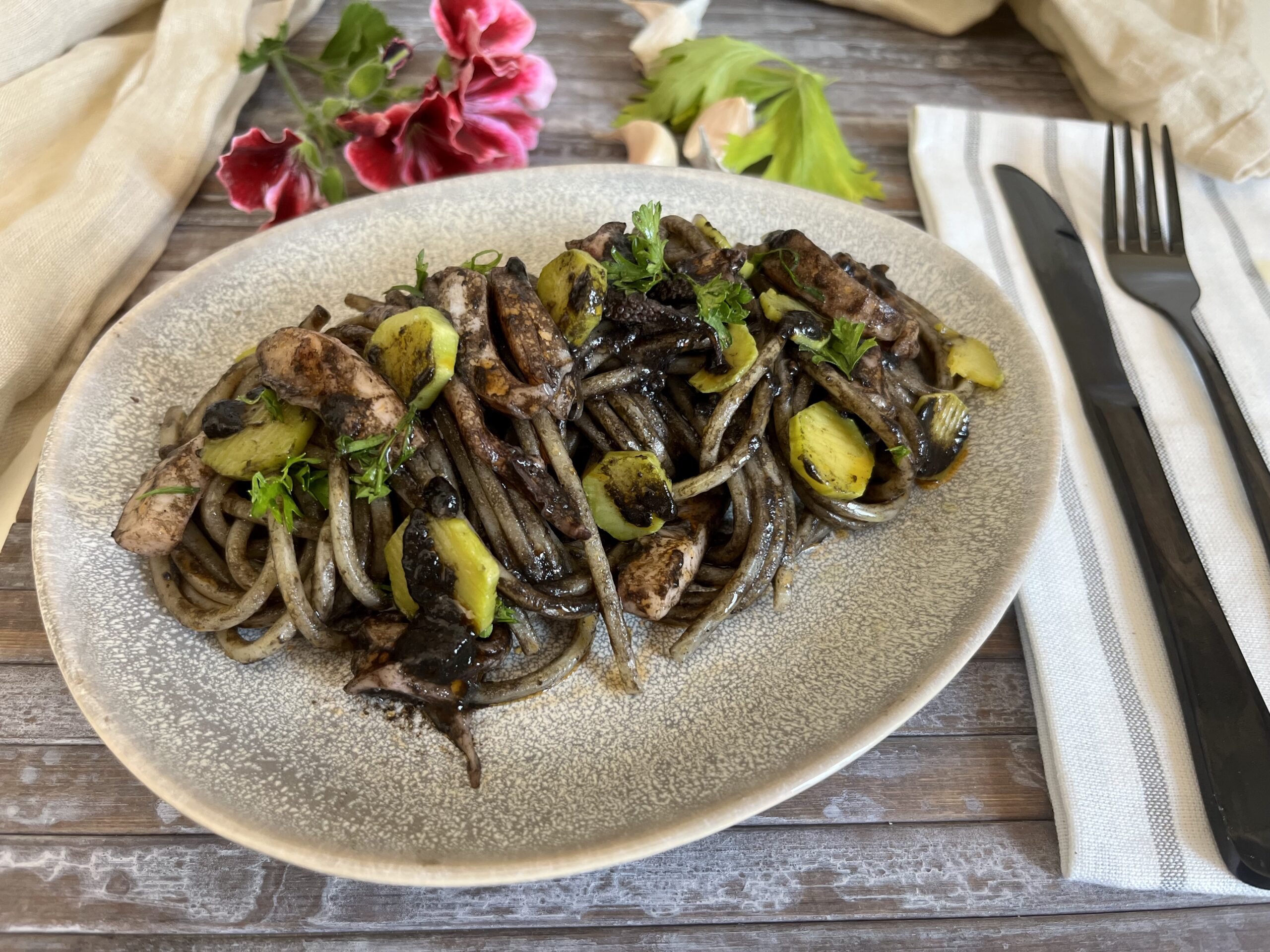 Spaghetti à l’encre de seiche