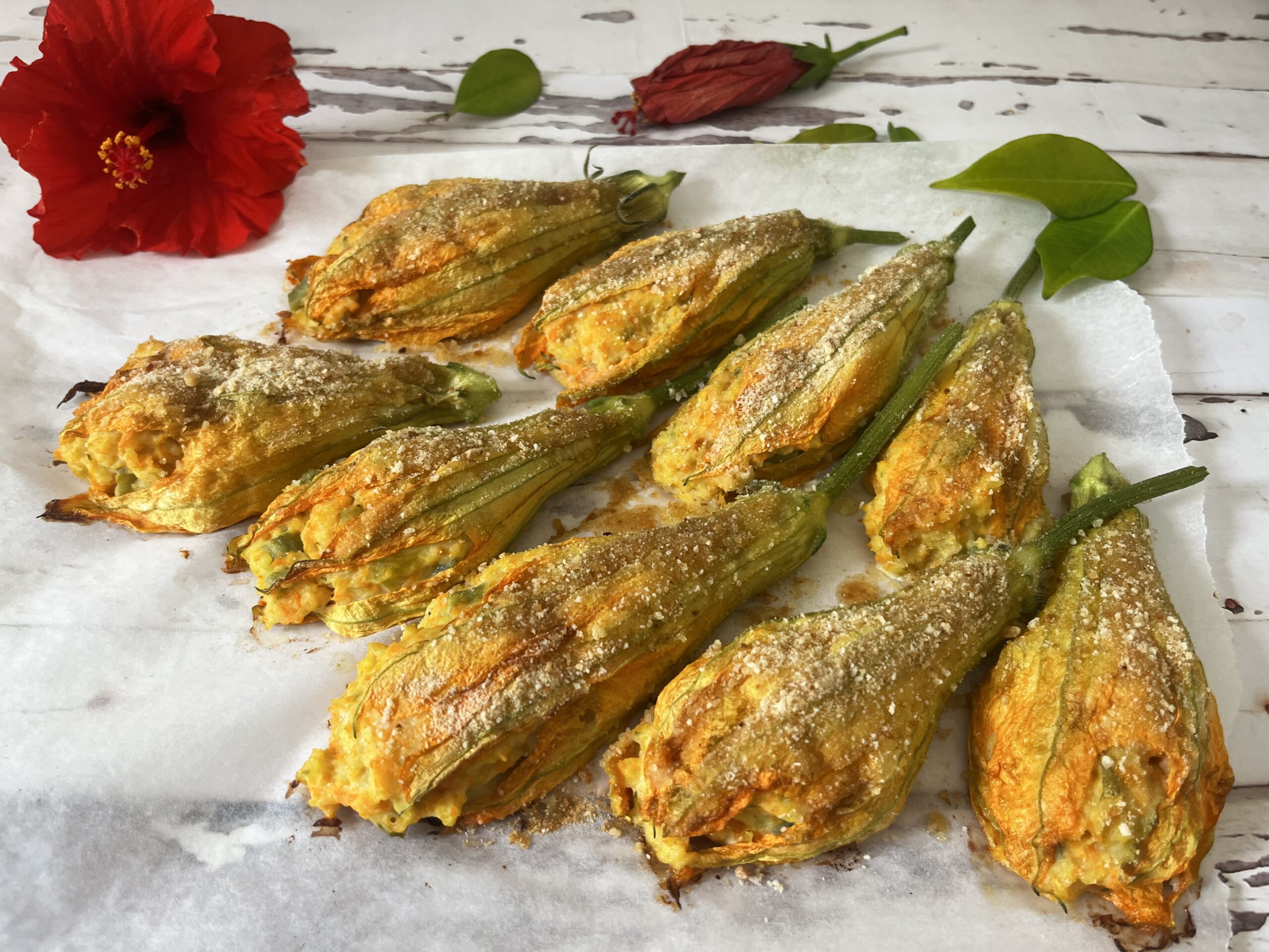 Fleurs de courgette farcies gratinées