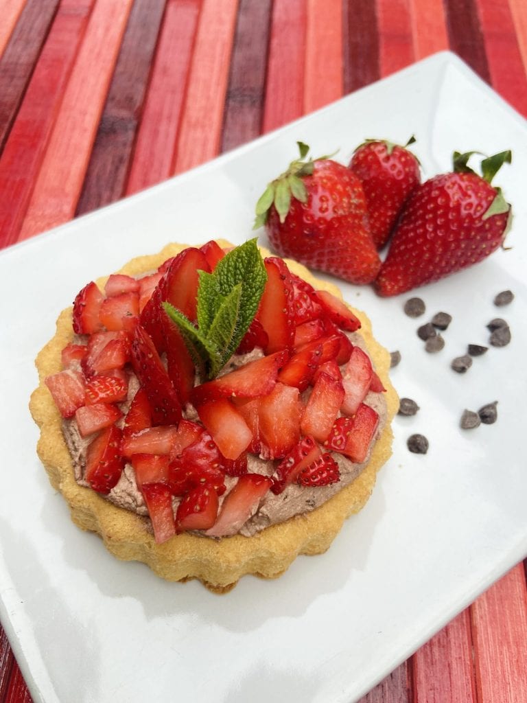 tartelettes sans pâte sablée au chocolat et fraises