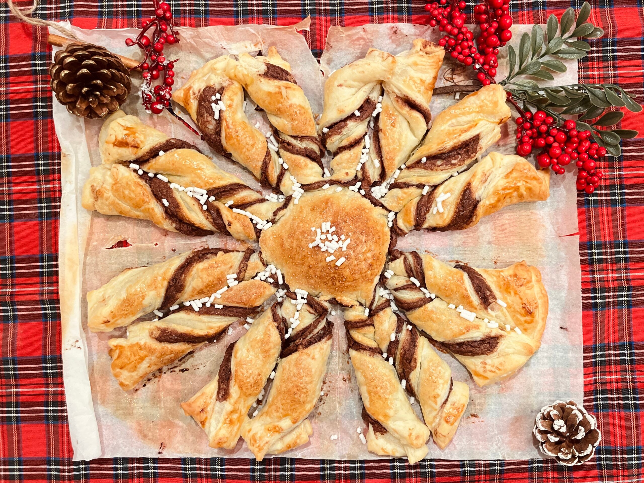 Flocon de neige en pâte feuilletée à la Nutella