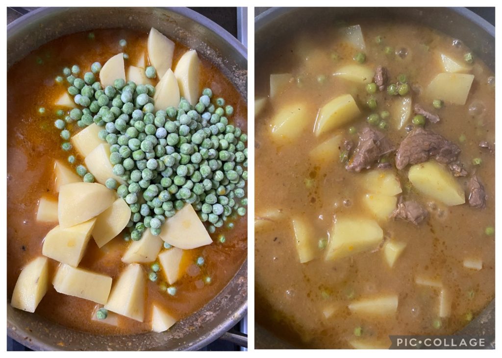 ajout pommes de terre et petits pois