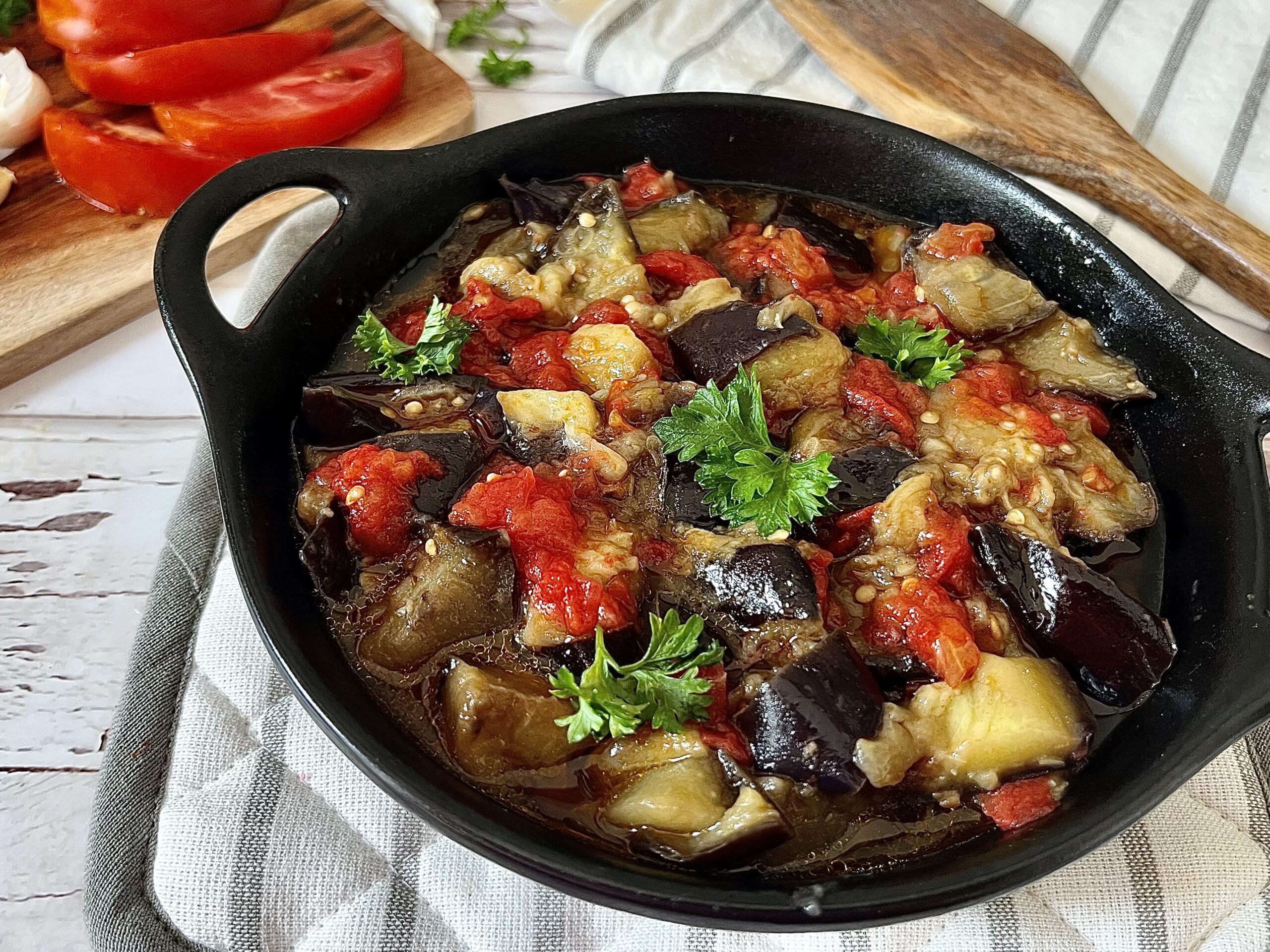 Aubergines en dés