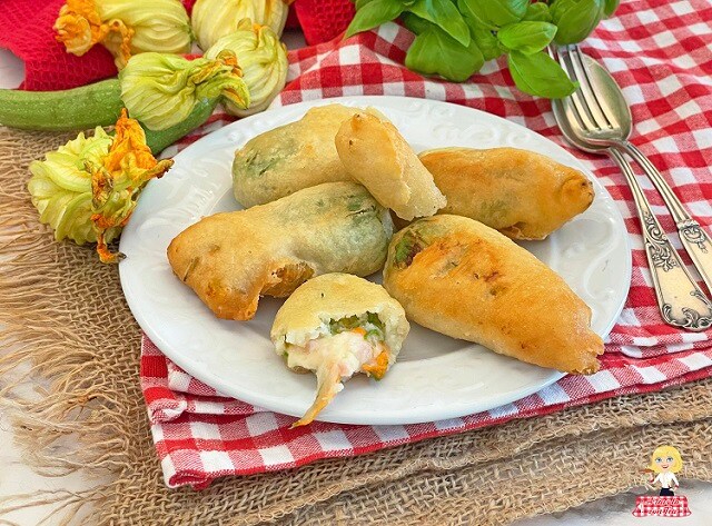 Fleurs de COURGETTES Frites avec Mozzarella