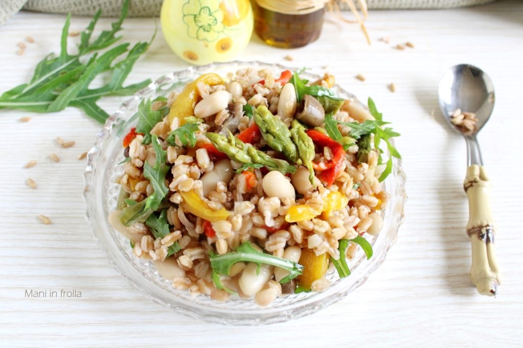 Salade d'épeautre avec Poivrons Haricots et Anchois