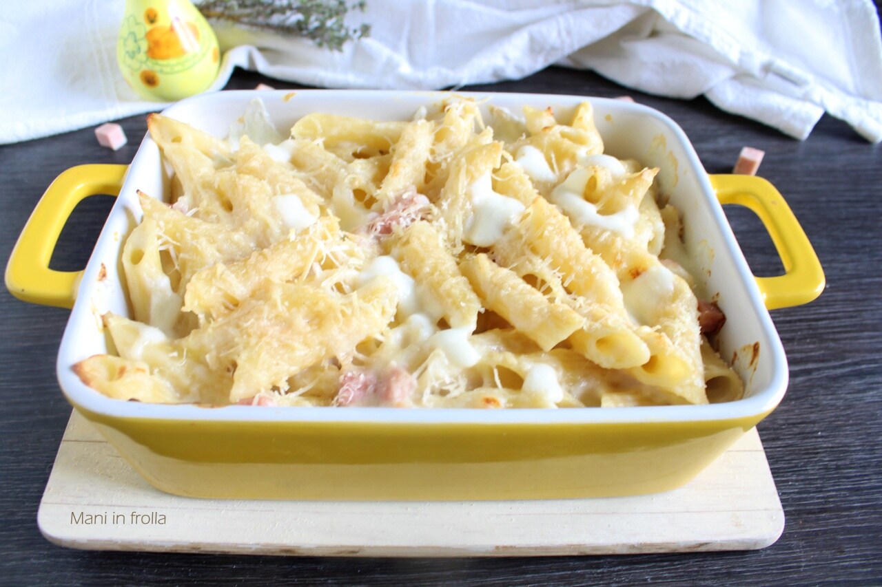 Pennes au four avec jambon et fromage