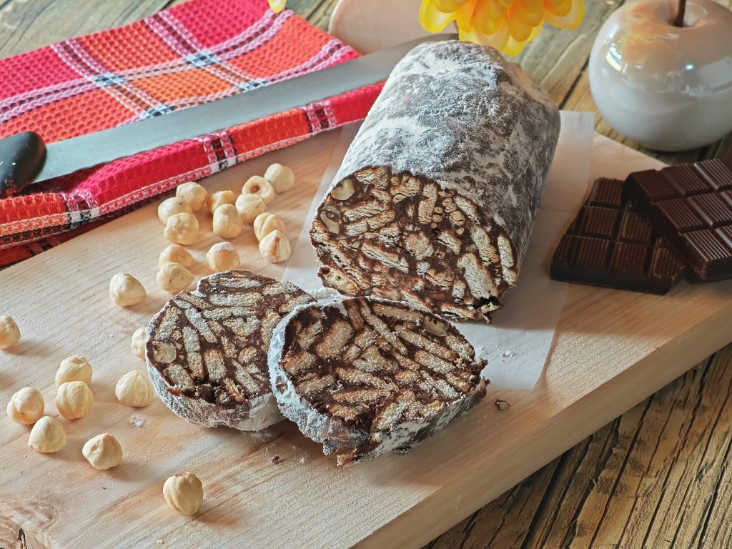 Saucisson au chocolat et noisettes