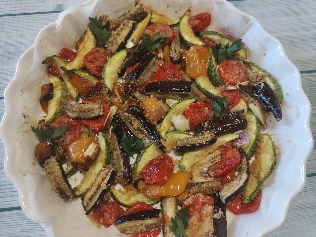 Poivrons, aubergines et courgettes gratinés