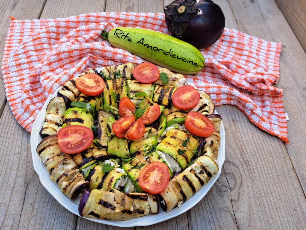 Roulades d'aubergines et courgettes grillées