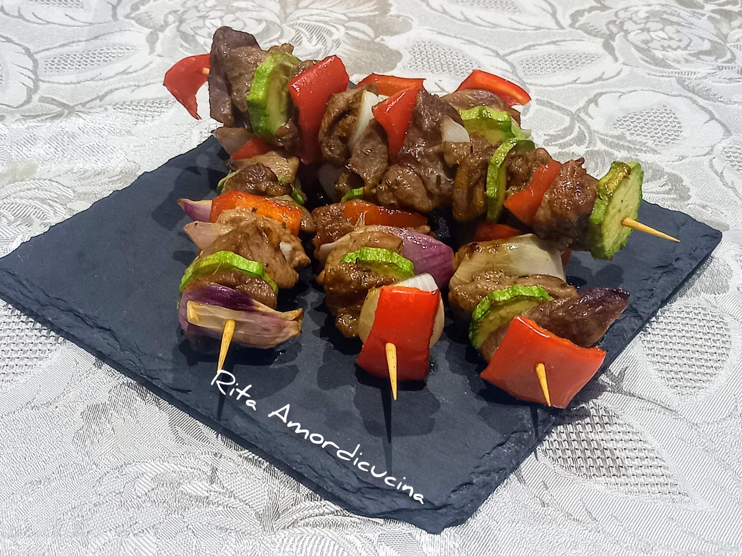 Brochettes de dinde et légumes