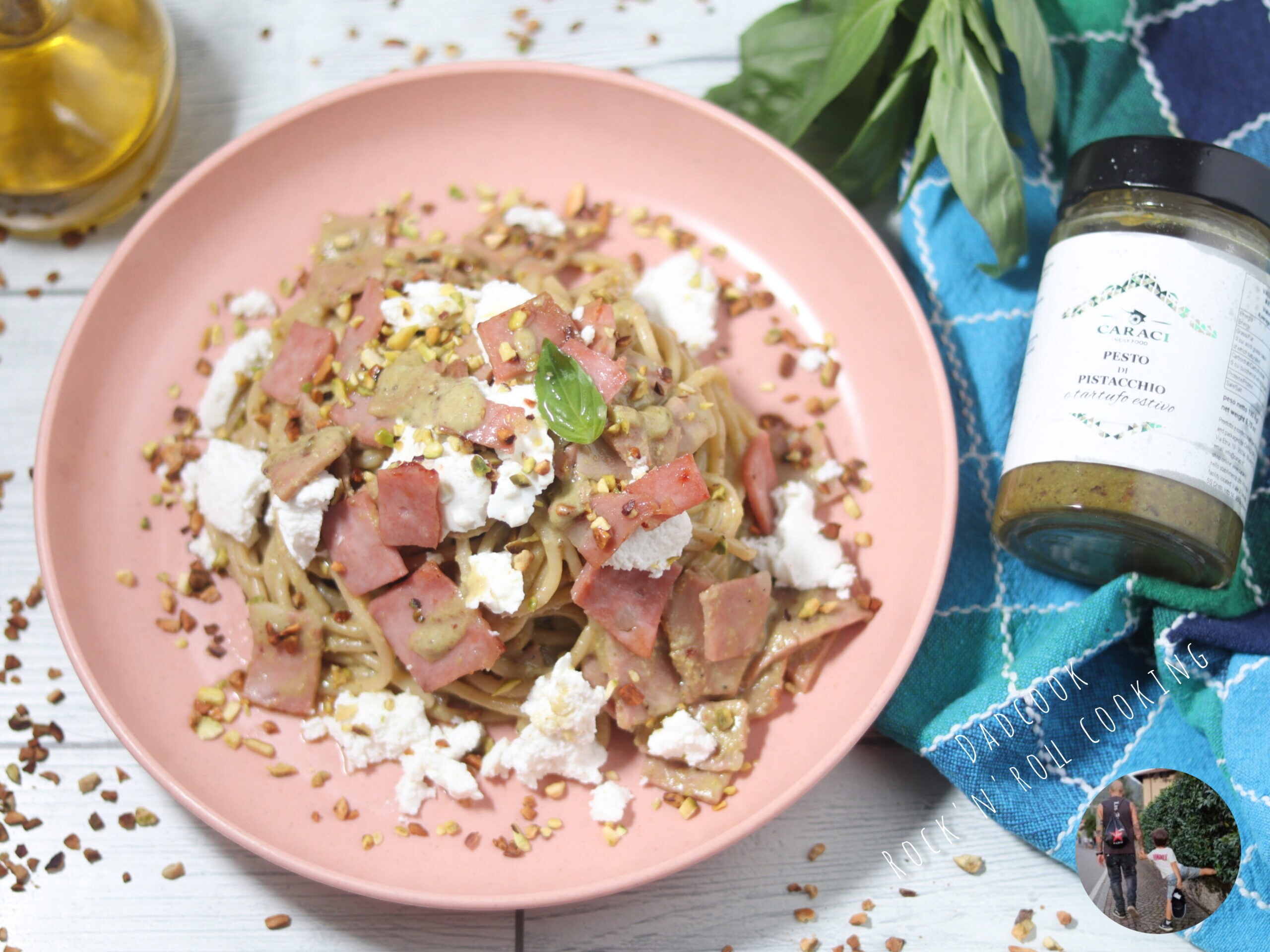 Spaghetti à la mortadelle et pesto de pistache à la truffe