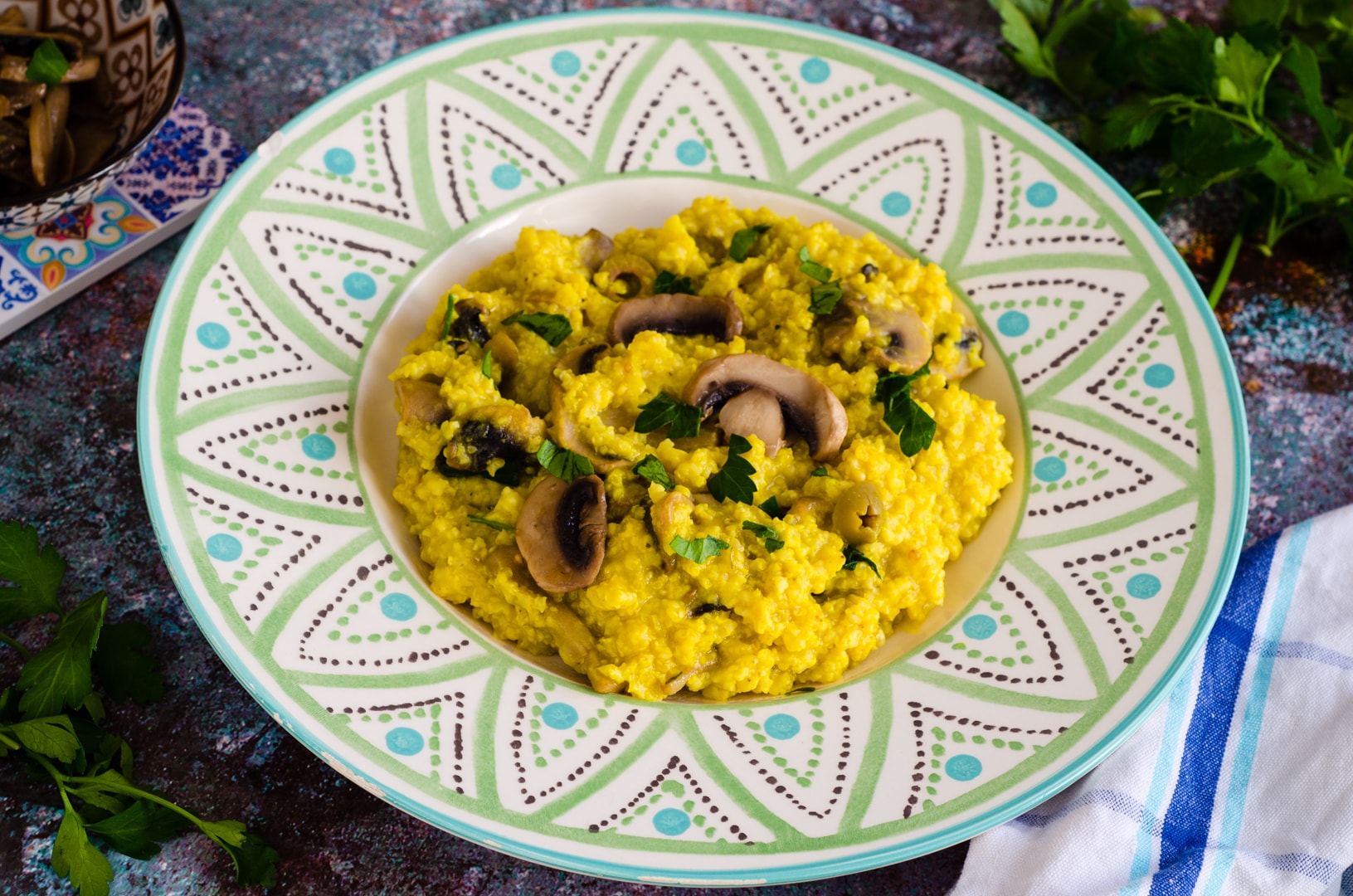 Millet aux champignons et curcuma
