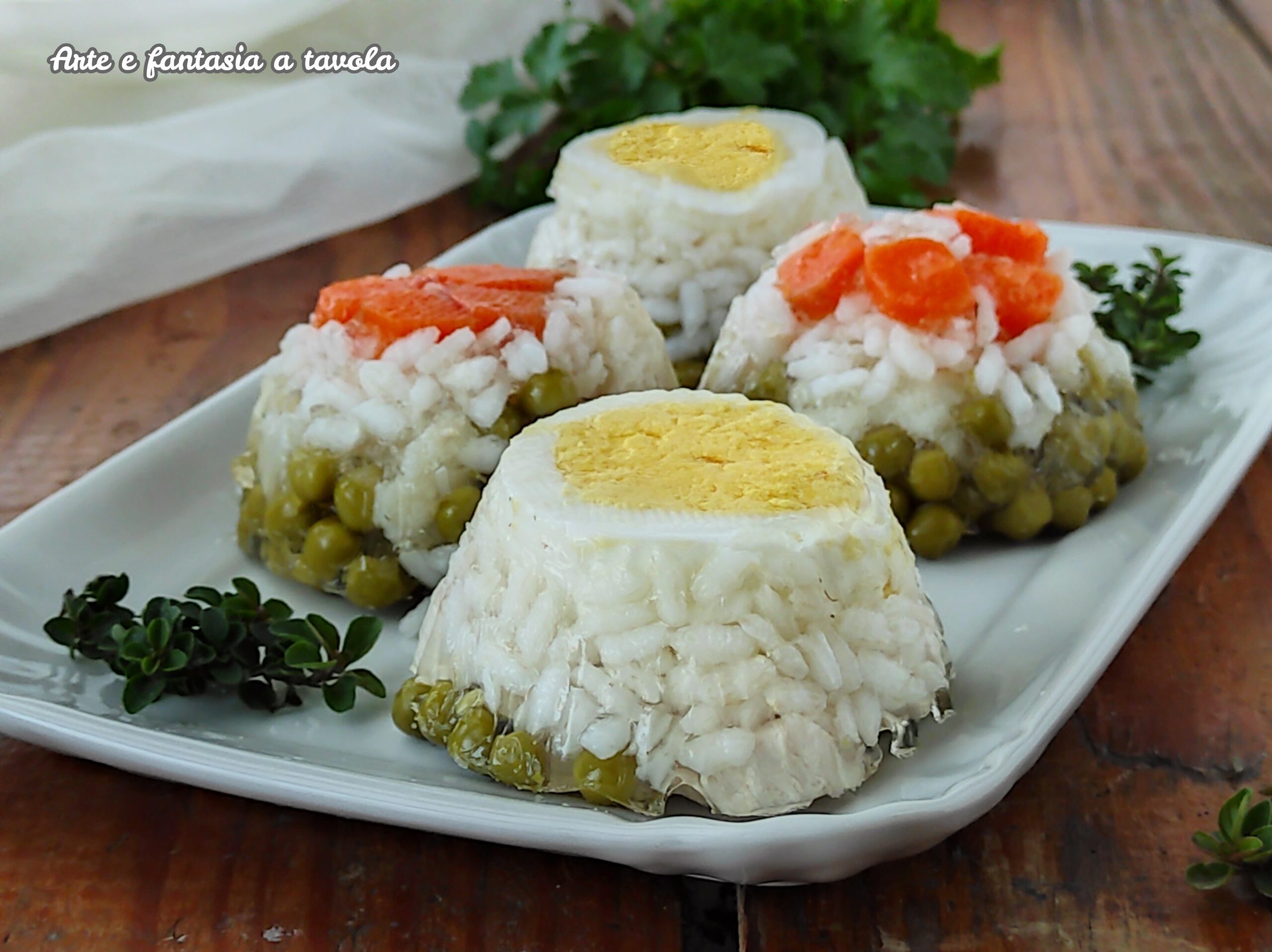 Mini aspic avec riz et poulet