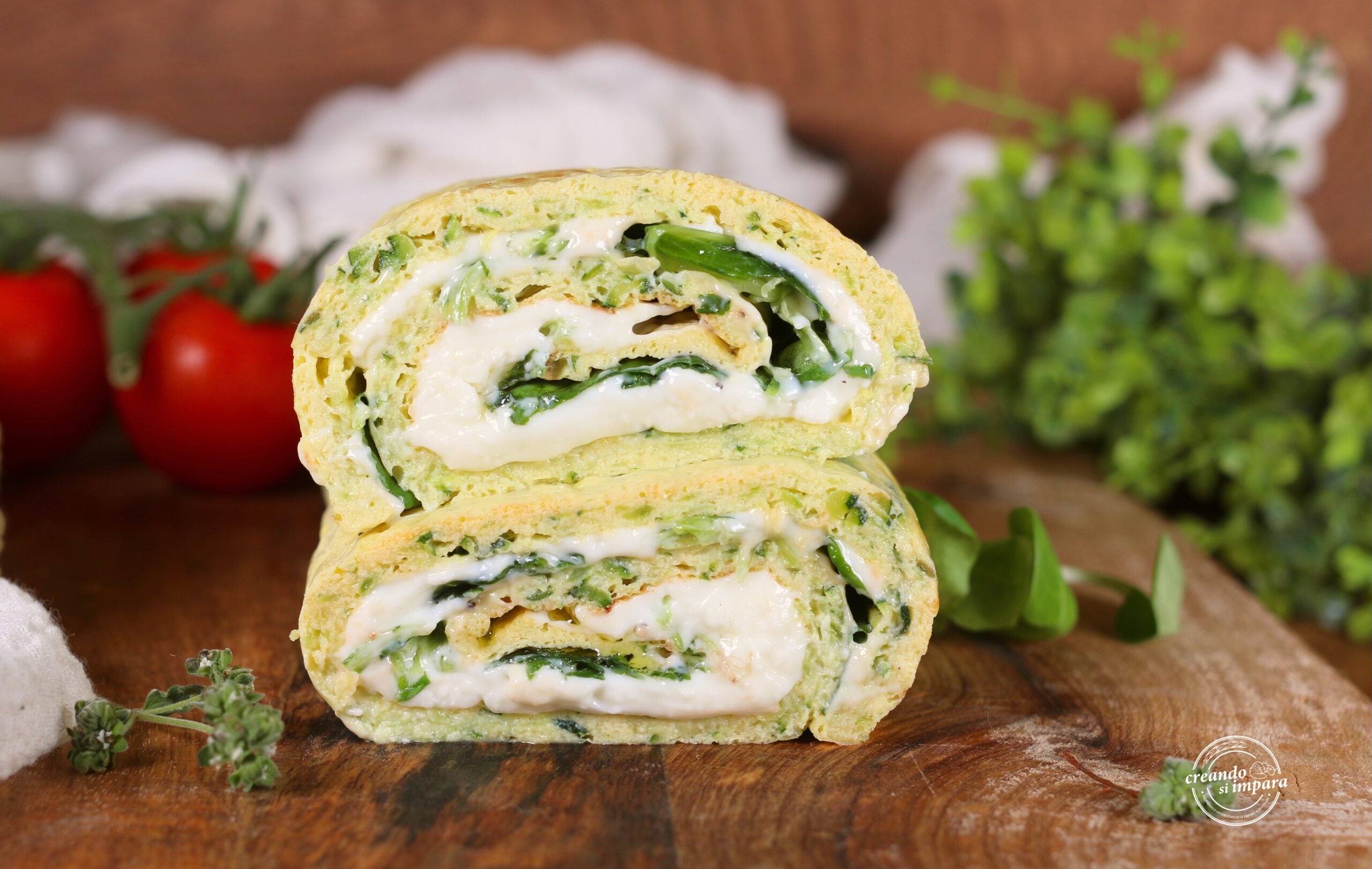 Omelette de courgettes roulée froide