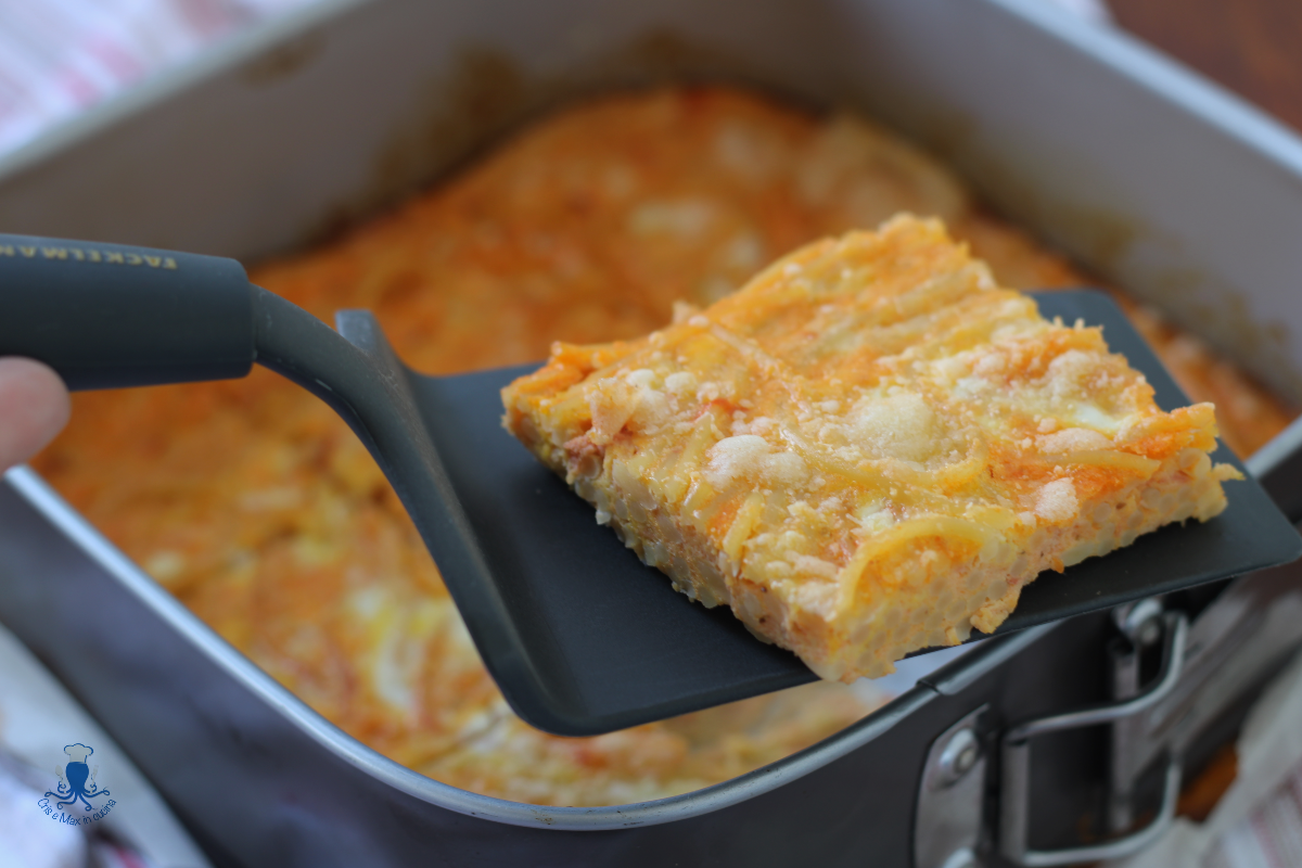 Omelette de pâtes au four, recette de recyclage.