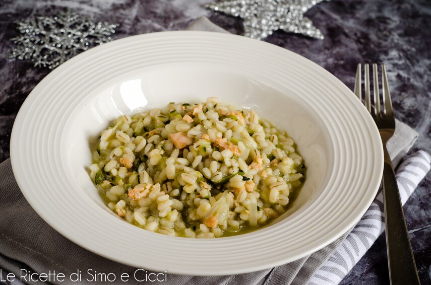 Orzotto au saumon et courgettes
