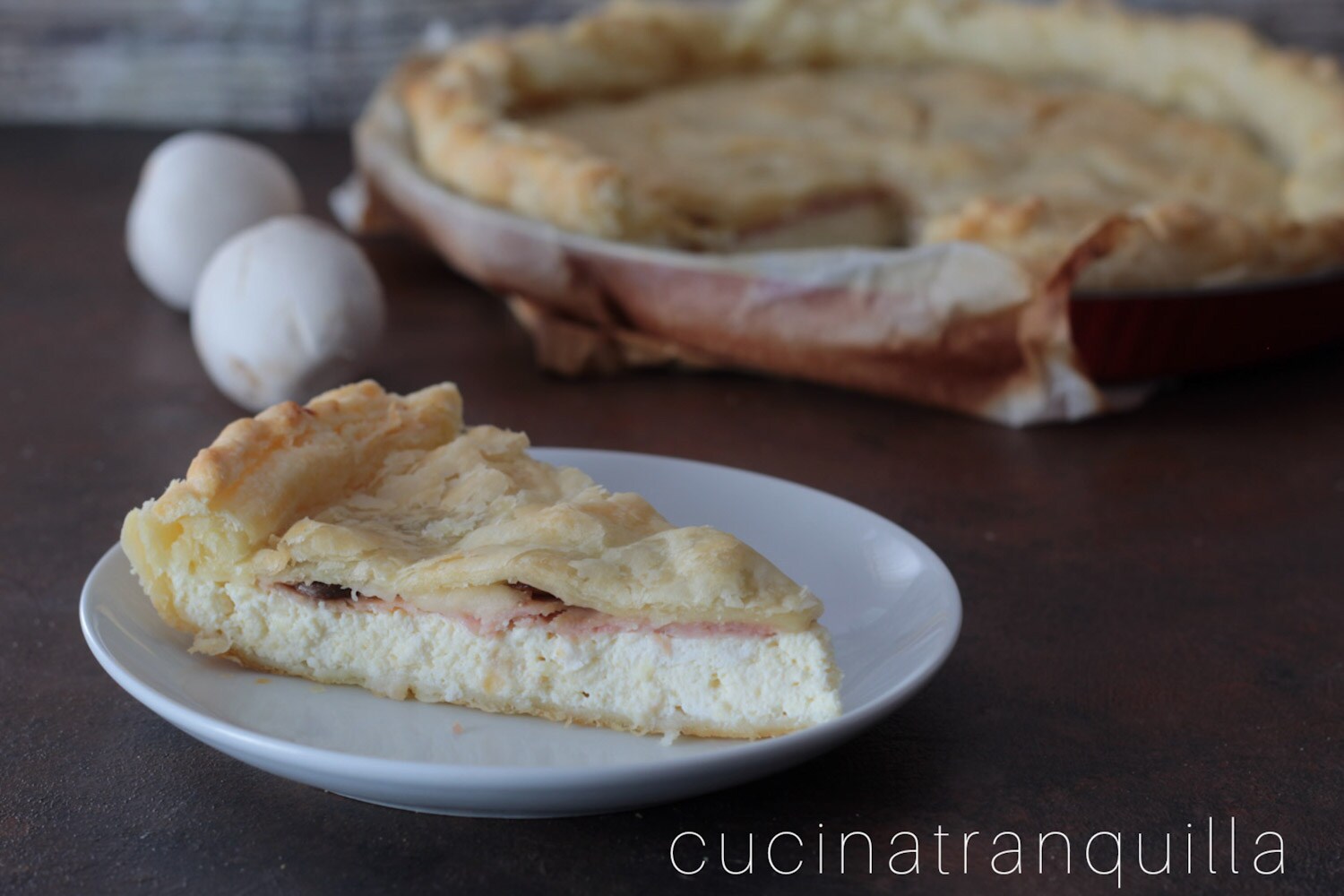 Tarte rustique aux champignons et jambon