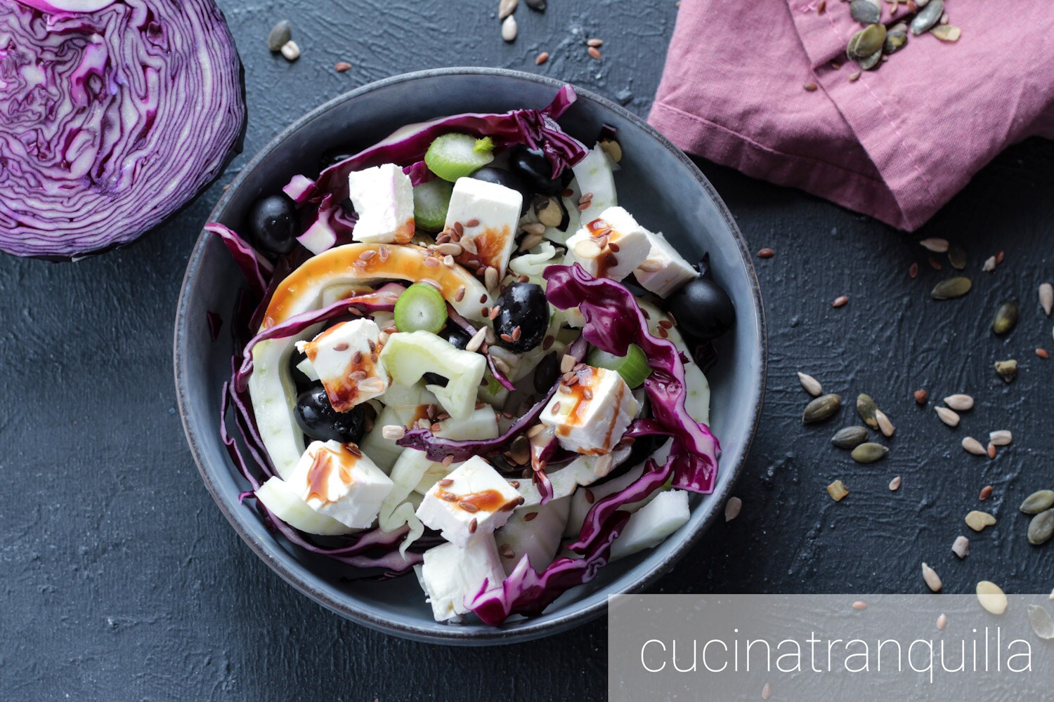 Salade de fenouil et feta avec sauce soja