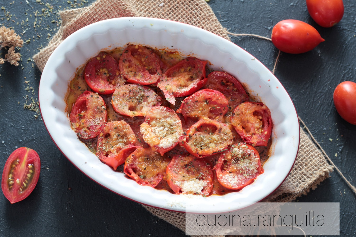Tomates cerises gratinées au micro-ondes
