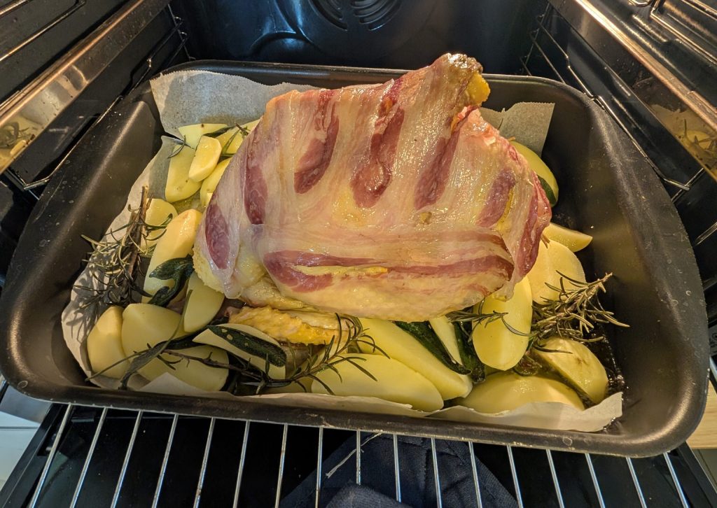 Pintade farcie au four avec châtaignes