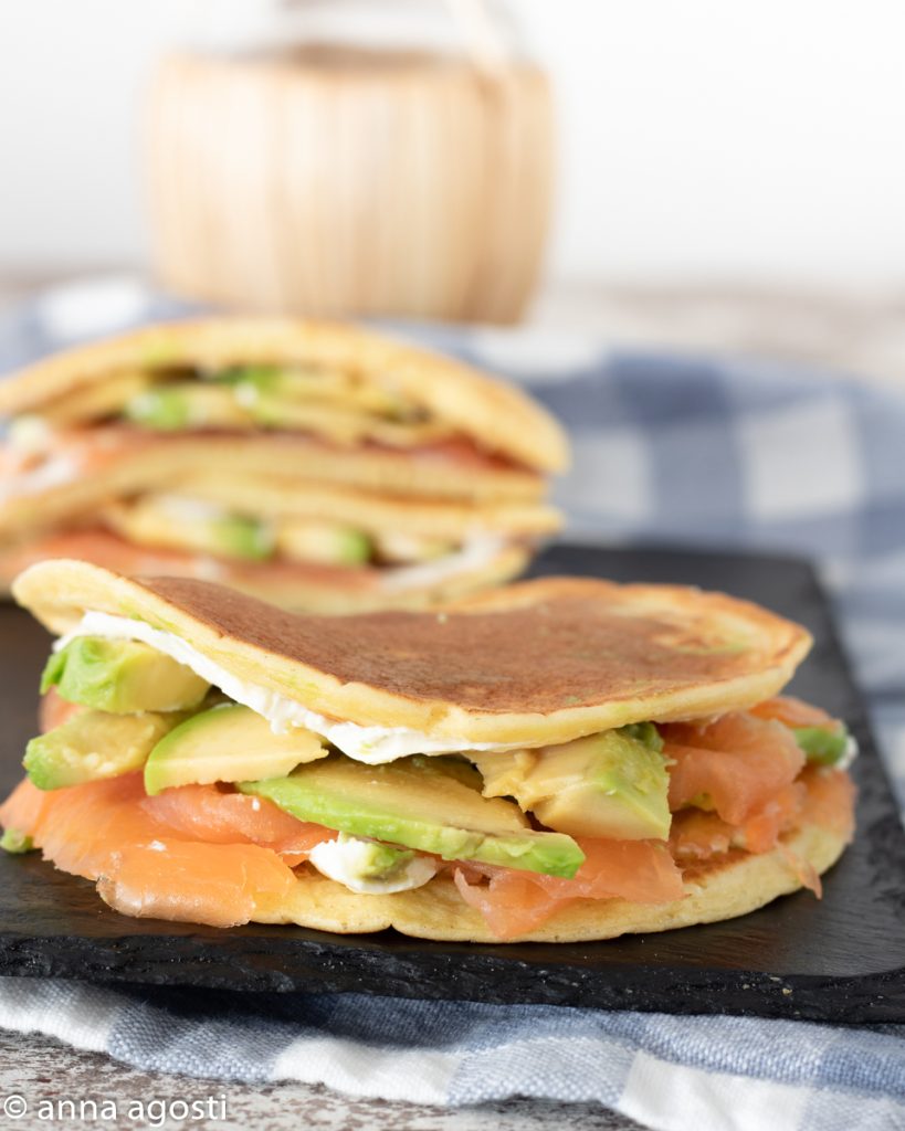Pancakes salés avocat et saumon
