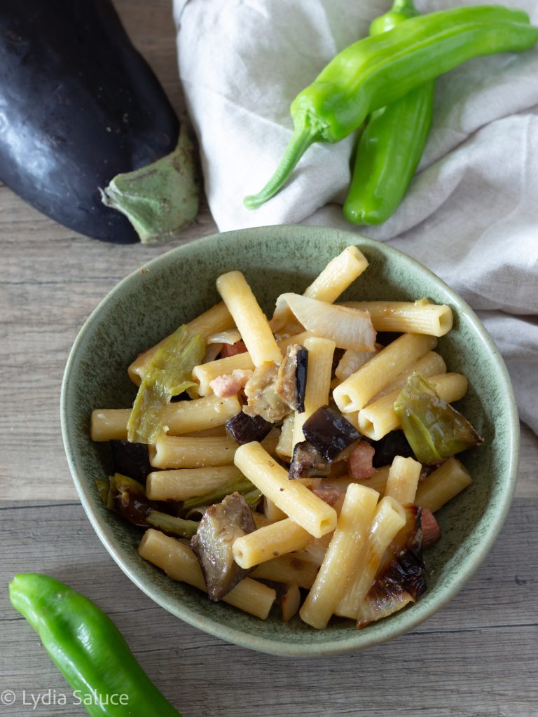 pâtes aux aubergines et friggitelli