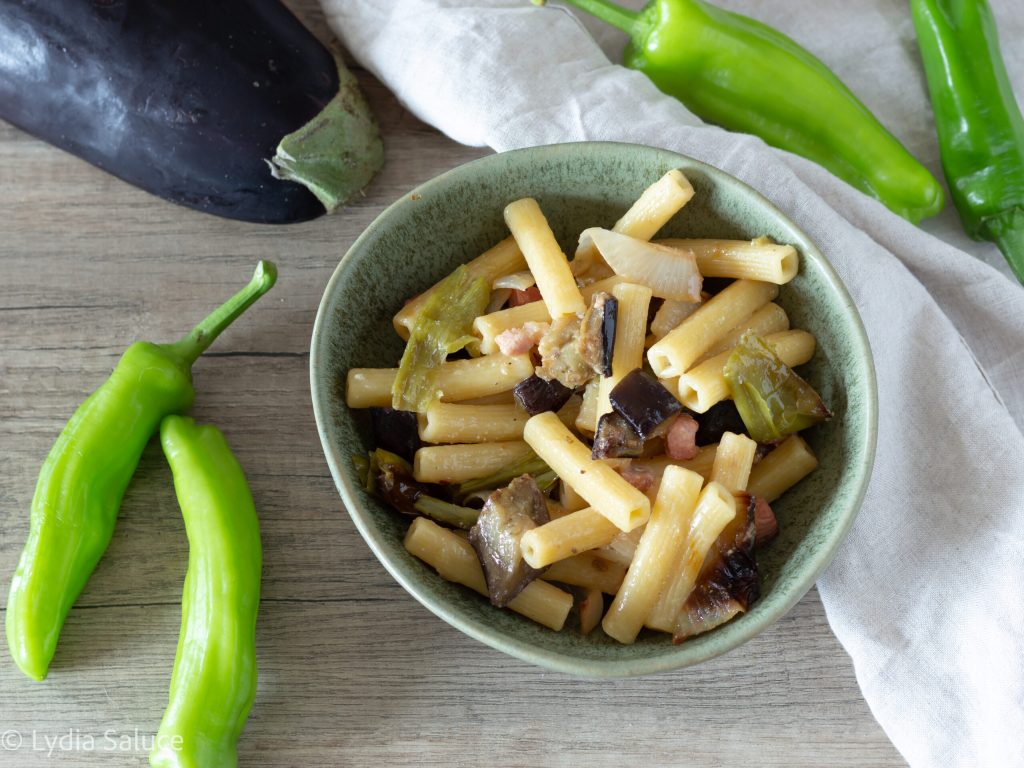pâtes aux aubergines et friggitelli