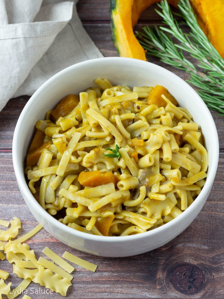 Pâtes aux champignons et courge