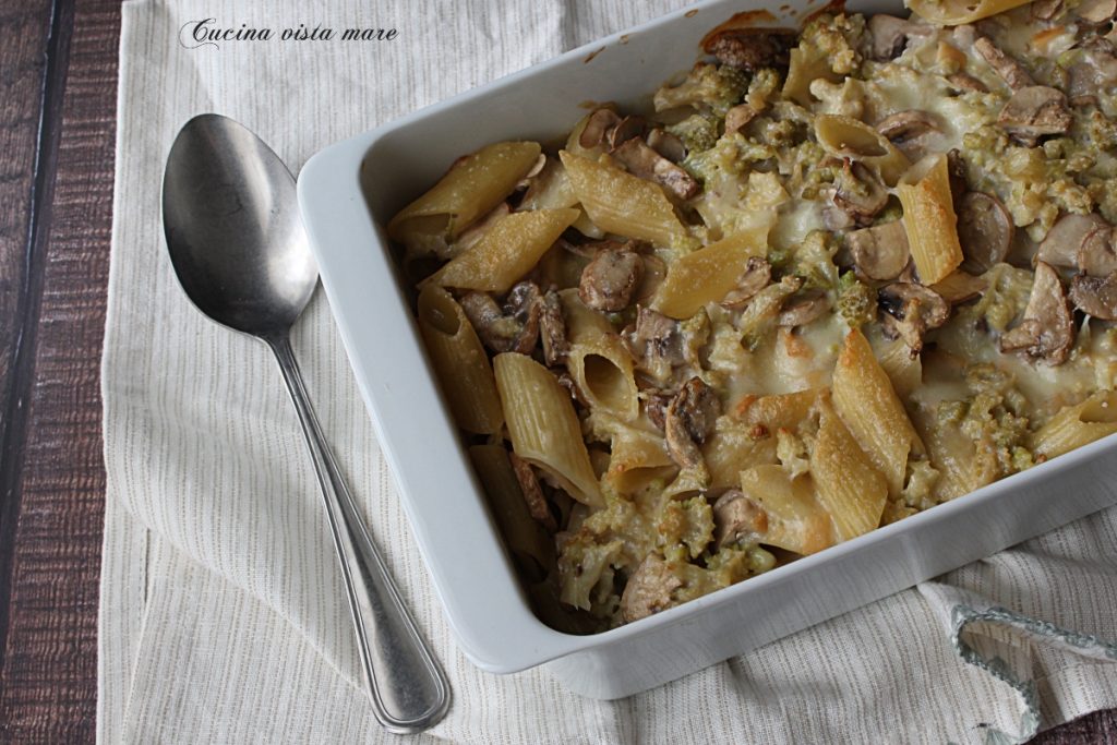 Pâtes aux champignons gratinées Cuisine vue sur mer