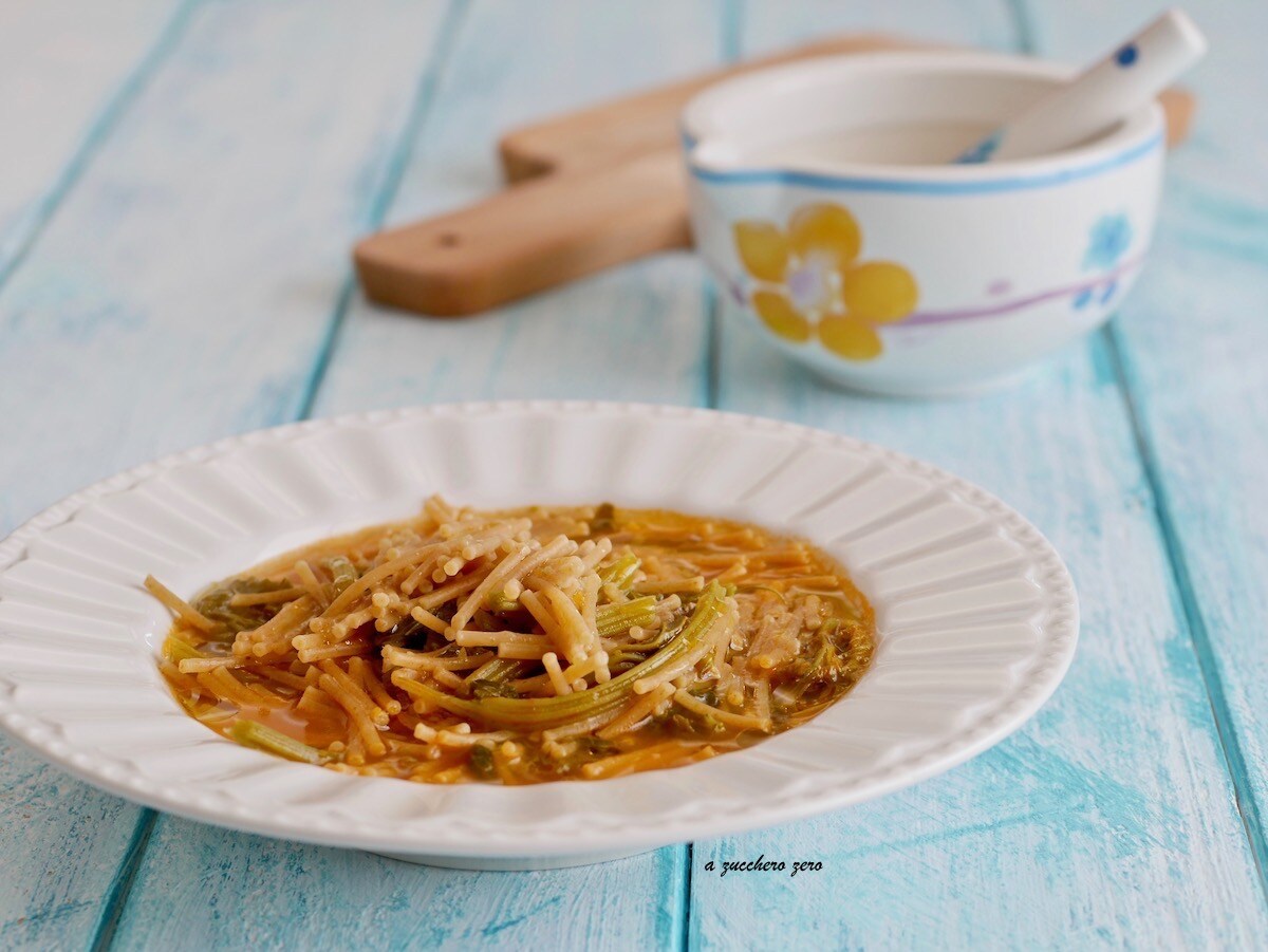 Soupe de pâtes aux tenerumi recette sicilienne