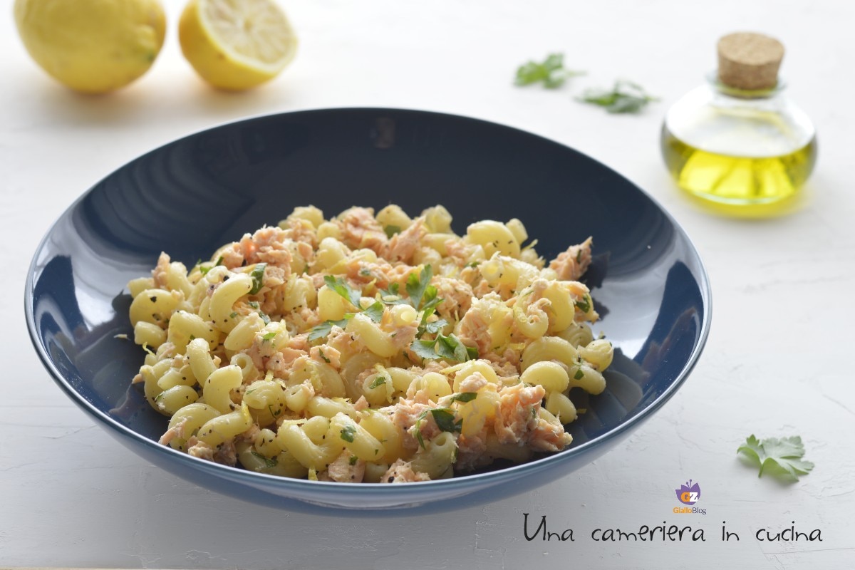 Pâtes froides au saumon et citron