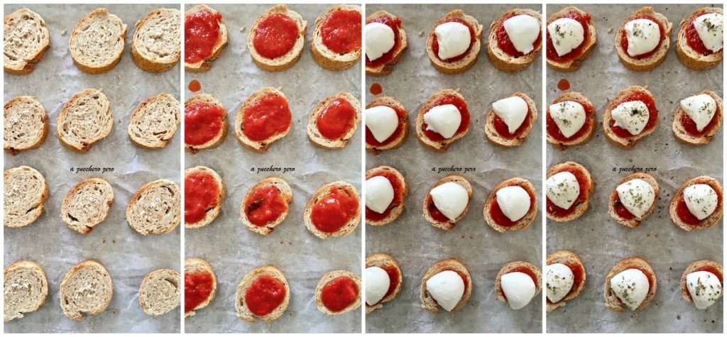 Petites pizzas de pain complet margherita
