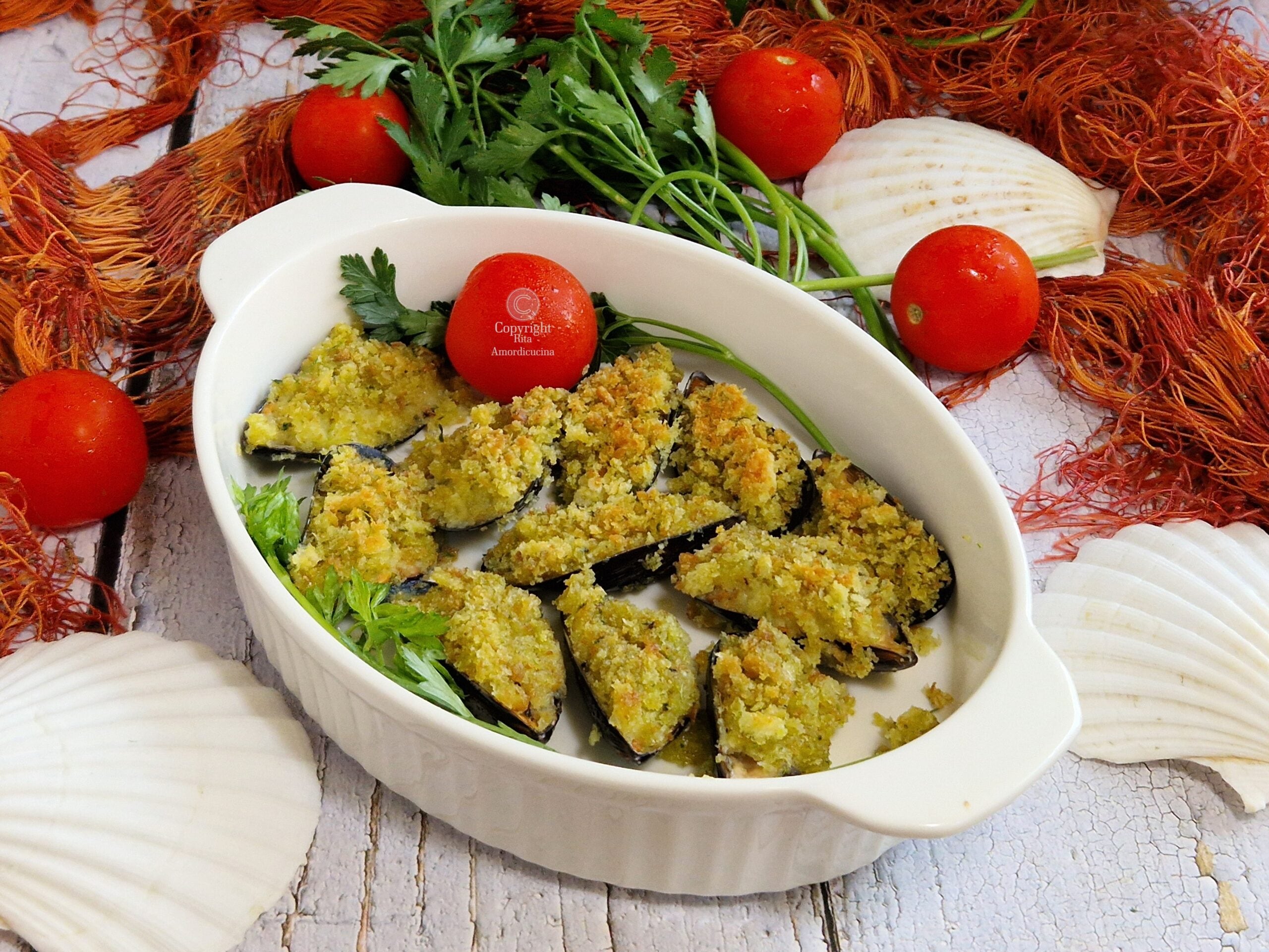 Les moules gratinées