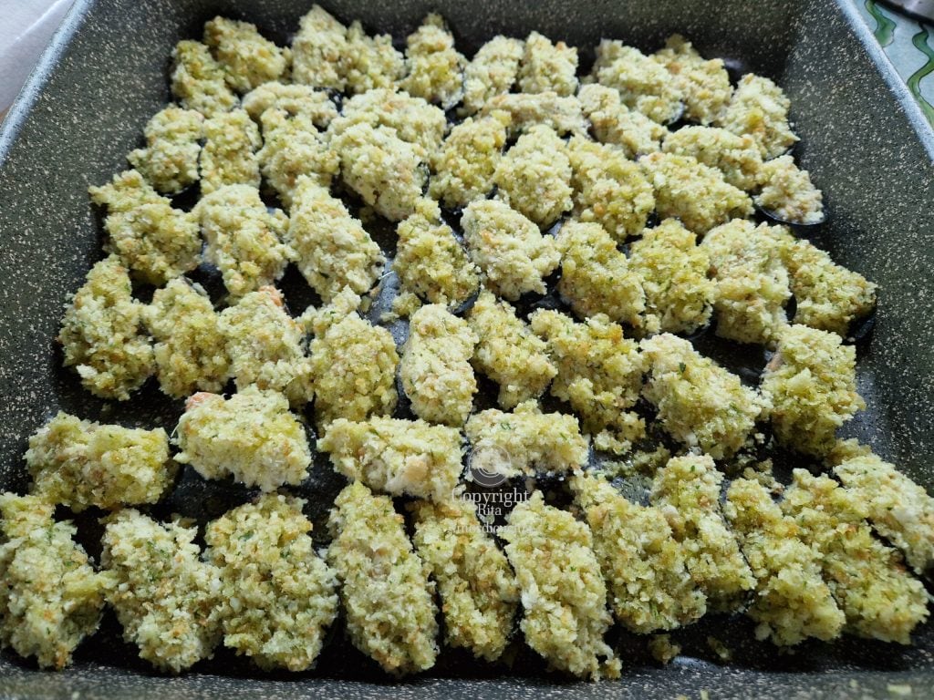 Les moules gratinées