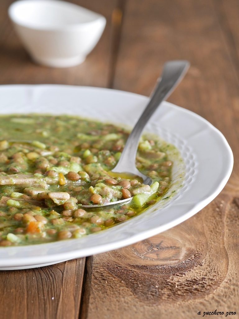 Pizzoccheri in zuppa di lenticchie e broccoli