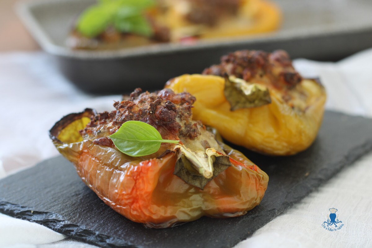 Poivrons farcis à la viande au four